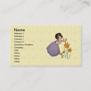 Carte De Visite Elfe de jardin Jonquille Féerie Printemps Pâques