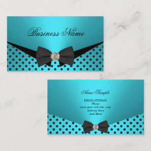 Carte De Visite Elite Business Turquoise Bleu Pois Cravate Bow