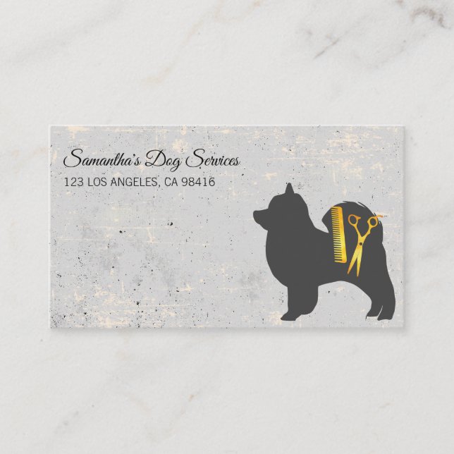 Carte De Visite Elite Chien Grooming Élégant Cheveux d'Or (Devant)