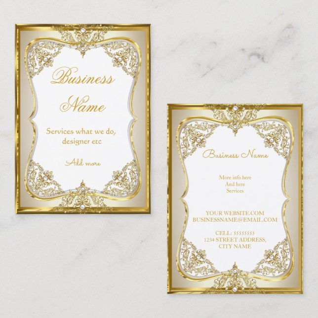 Carte De Visite Elite Gold Blanc crème crème perle (Devant / Derrière)