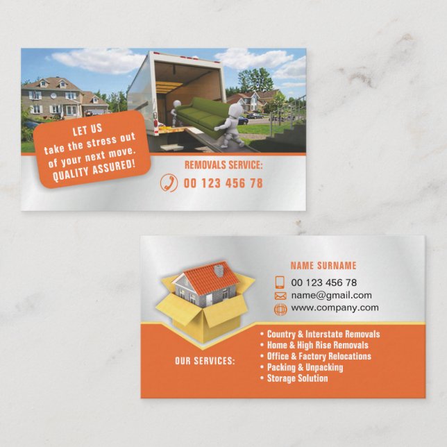 Carte De Visite Emballant et déballant le service, service de (Devant / Derrière)