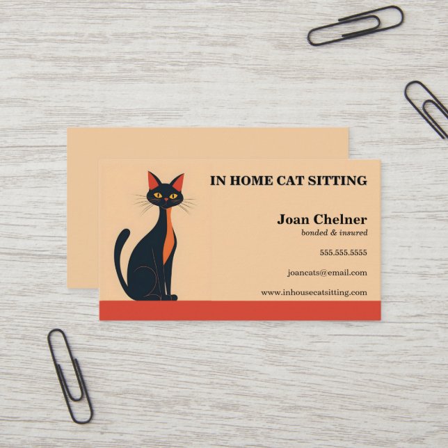 Carte De Visite Embarquement de chat Grooming Vétérinaire (Devant/Arrière en situation)