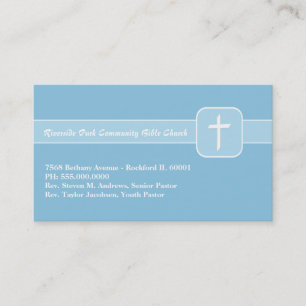 Carte De Visite Emblème bleu de ministère d'église chrétienne avec