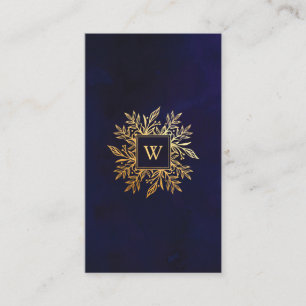 Carte De Visite Emblème de monogramme de la marine Watercolor et G