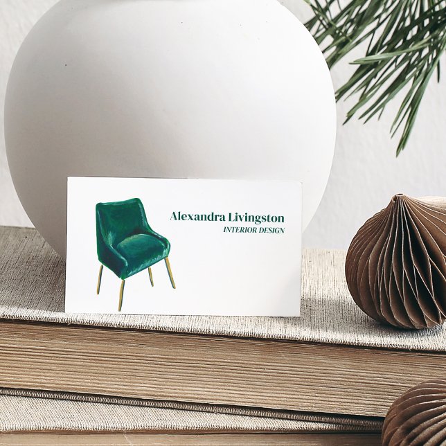 Carte De Visite Emerald Green Chaise Design professionnel minimali (Créateur téléchargé)