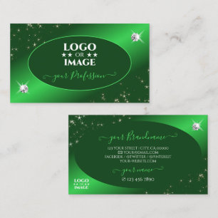 Carte De Visite Emerald Green Cute Parties scintillant Stars Diama