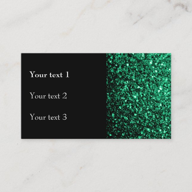 Carte De Visite Emerald Green fausse parties scintillant scintille (Devant)