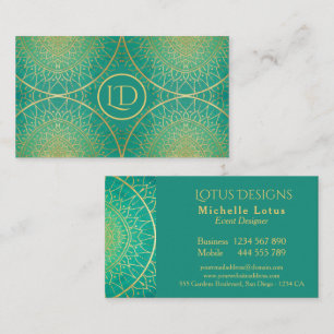 Carte De Visite Emerald Green Gold Elegant Lumière Mandala