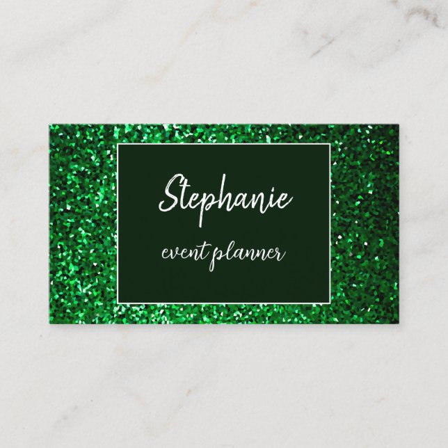 Carte De Visite Emerald Green Parties scintillant White Profession (Devant)