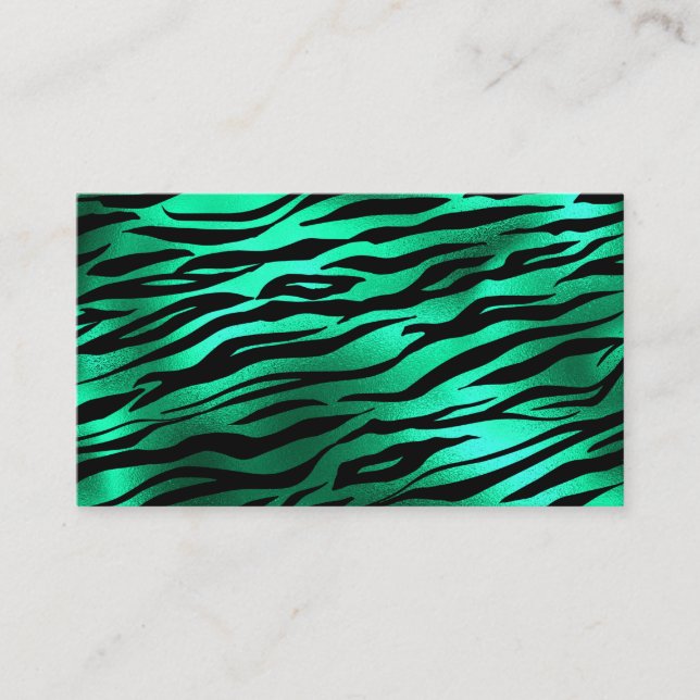 Carte De Visite Emerald Green Tiger Stripes Animaux sauvages (Devant)