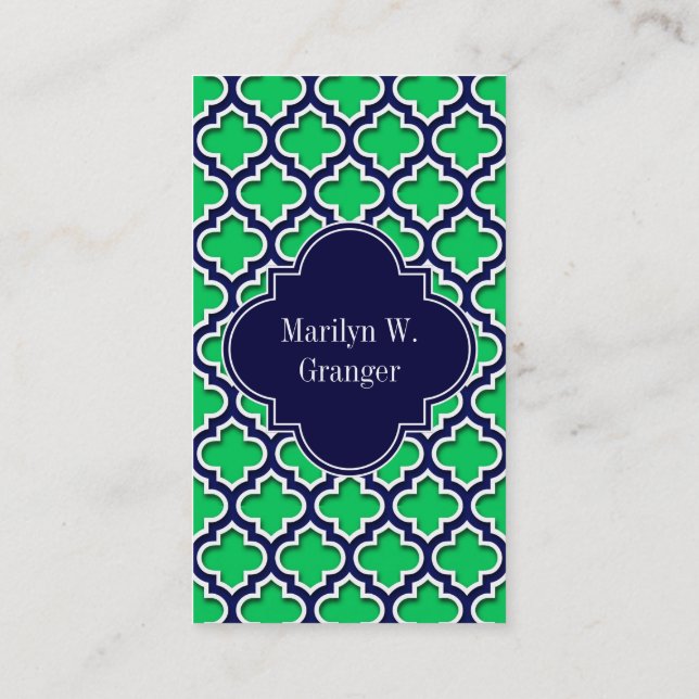 Carte De Visite Emerald Marine Marocaine #5DS Nom de marine Monogr (Dos)