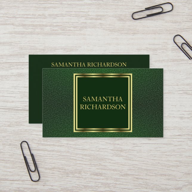 Carte De Visite Émeraude Géométrique De Luxe Et Professionnel Or (Devant/Arrière en situation)