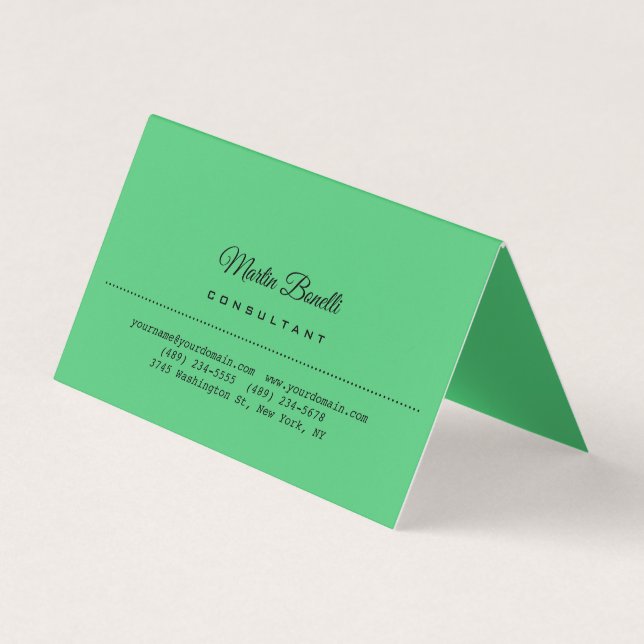 Carte De Visite Émeraude Vert couleur clair minimaliste (Devant)