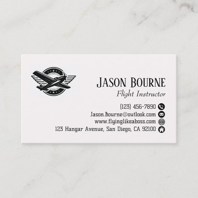 Carte De Visite Employé de code QR professionnel Avion pilote  (Devant)