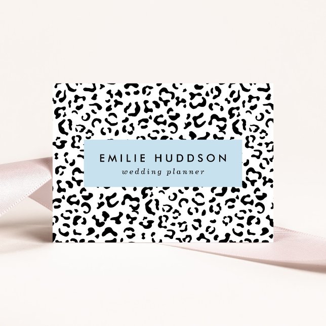 Carte De Visite Empreinte de léopard, Zones Léopard, Noir Et Blanc (Créateur téléchargé)