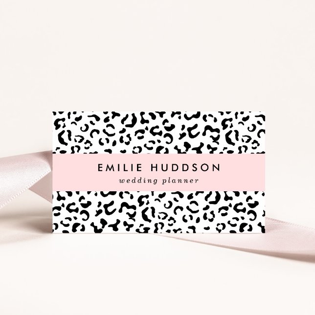 Carte De Visite Empreinte de léopard, Zones Léopard, Noir Et Blanc (Créateur téléchargé)