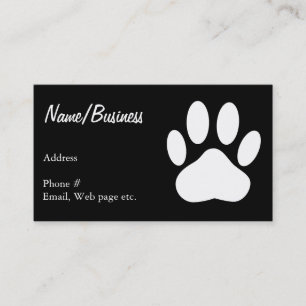 Carte De Visite Empreinte de patte Chien Blanc Sur Personnalisé No