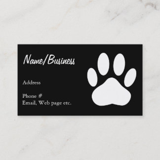 Carte De Visite Empreinte de patte Chien Blanc Sur Personnalisé No