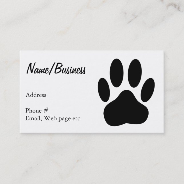 Carte De Visite Empreinte de patte de chien noir personnalisé (Devant)
