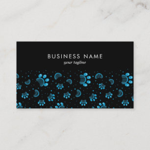 Carte De Visite Empreinte de patte et peigne en bleu