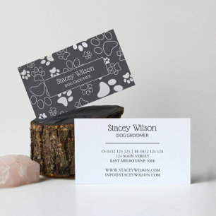 Carte De Visite Empreinte de patte Groomer pour animaux de compagn