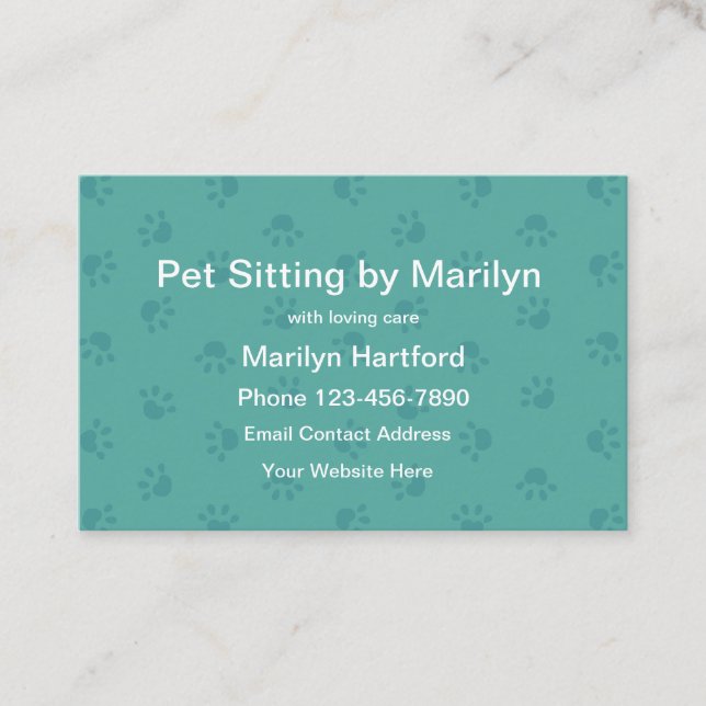 Carte De Visite Empreinte de patte Simple Pet Sitting Services (Devant)