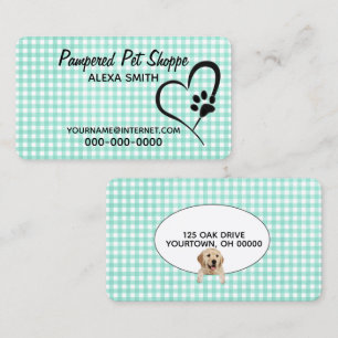 Carte De Visite Empreinte de patte Sur En vichy Grooming Animaux