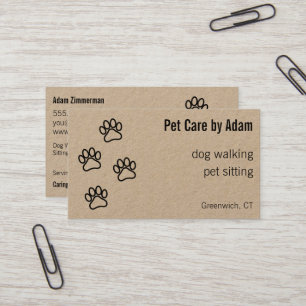 Carte De Visite Empreintes de pattes Chien Walker Animal de compag