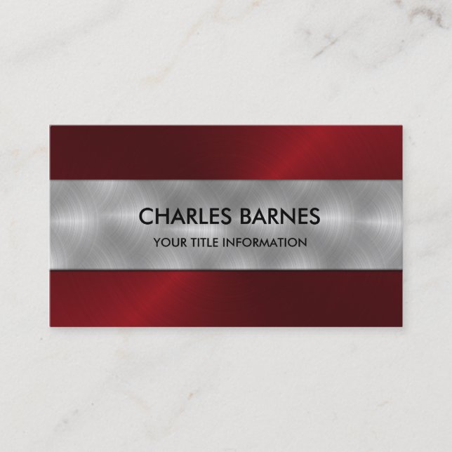 Carte de visite en acier inoxydable rouge (Devant)