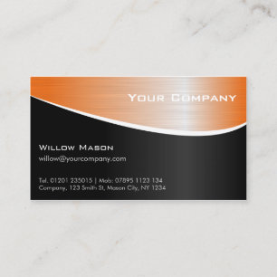 Carte de visite en acier orange de professionnel