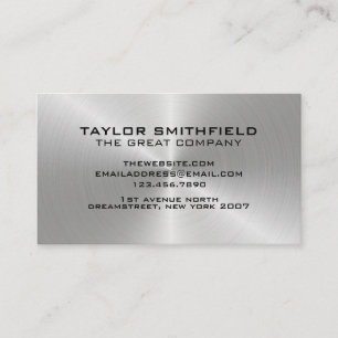 Carte de visite en argent métallique professionnel