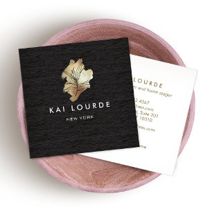 Carte de visite en bois Plante or