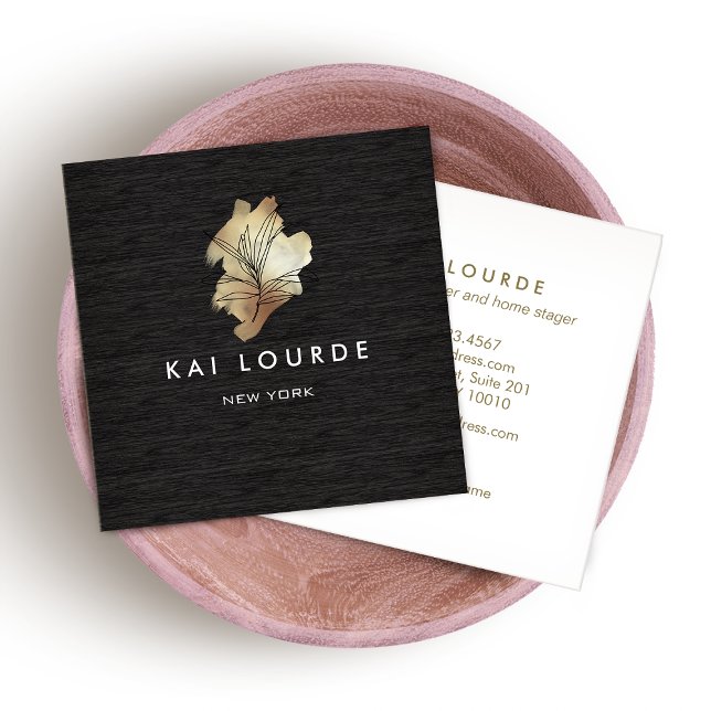 Carte de visite en bois Plante or (Créateur téléchargé)