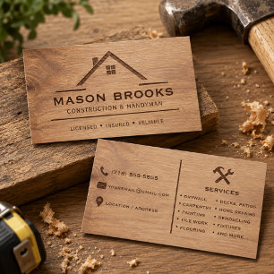 Carte de visite en bois rustique pour homme à tout