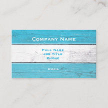 Carte de visite en bois turquoise et blanc