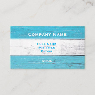 Carte de visite en bois turquoise et blanc