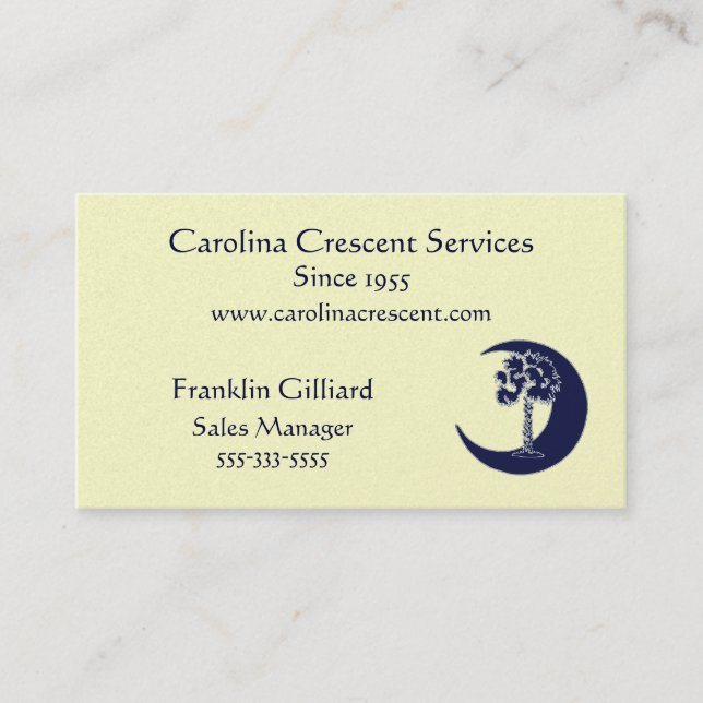 Carte de visite en croissant de logo de Palmetto (Devant)