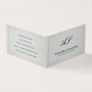 Carte de visite en cuir Monogram Gold Border Faux