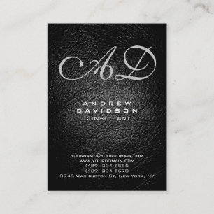 Carte de visite en cuir noir gris tendance