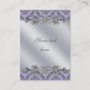 Carte de visite en damas violet argenté
