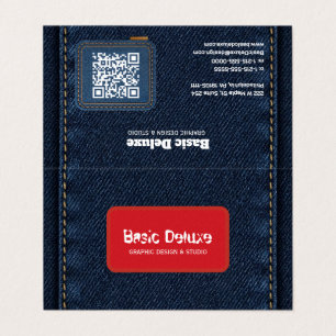 Carte de visite en denim rustique Jean bleu fonc