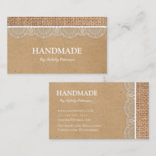 carte de visite en dentelle - papier kraft blanc