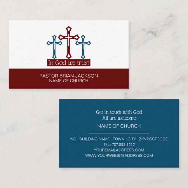 Carte De Visite En Dieu, Nous Faisons Confiance, Crucifix, Christi (Devant / Derrière)