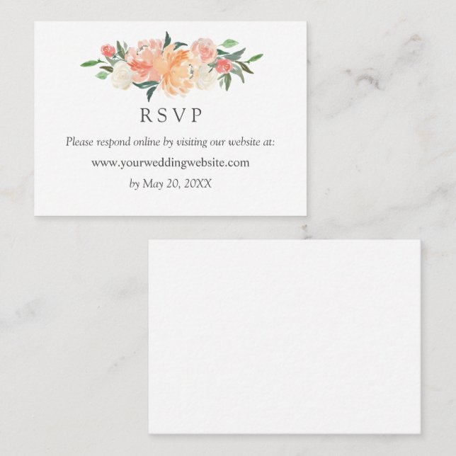 Carte De Visite En fleur Mariage RSVP site en ligne Business Car (Devant / Derrière)
