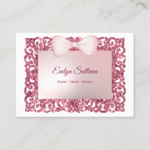 Carte de visite en forme d'arc avec strass rose