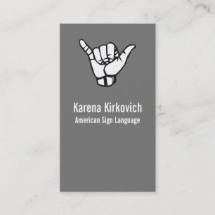 Carte de visite en langue des signes, ASL