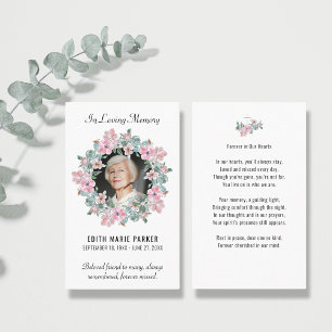 Carte De Visite En Mémoire Amoureuse Photo Floral Memorial Prayer 