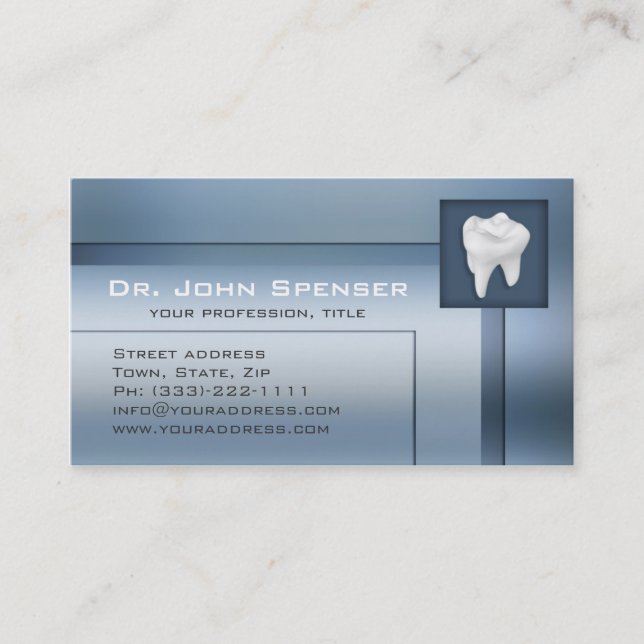 Carte de visite en métal bleu orthodontiste (Devant)