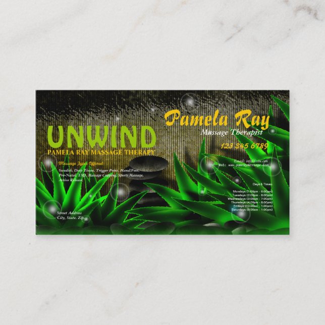 Carte de visite en pierre chaud d'aloès de (Devant)