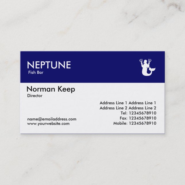 Carte De Visite En-tête couleur - Bleu foncé - Neptune (Devant)